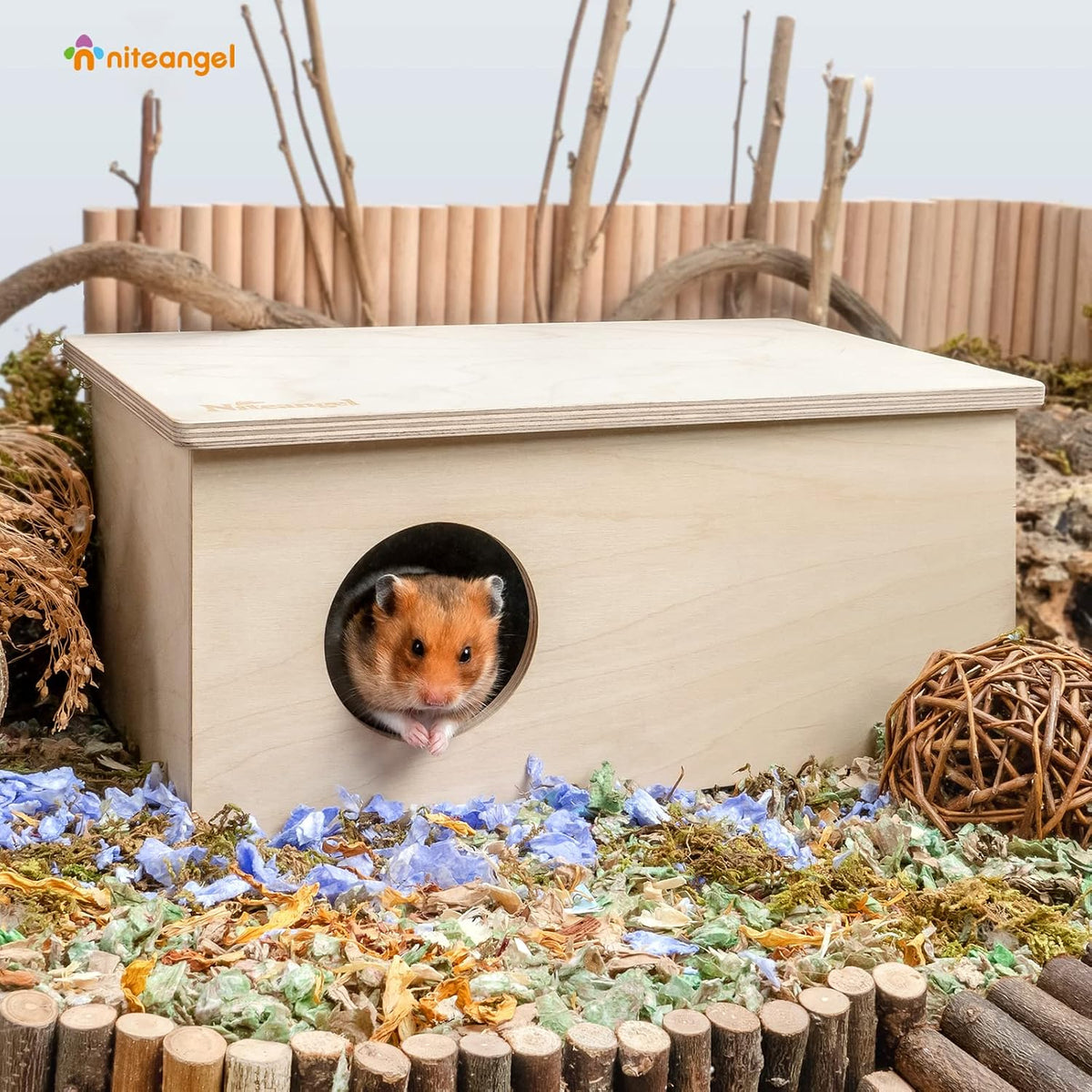 Niteangel Birch Chamber-Maze Hamster Hideout - 2 Chamber Hideout-Large - image 3