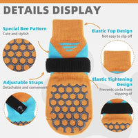 KOOLTAIL Dog Socks for Hot Pavement, Summer Breathable Dog Socks to Prevent Licking Paws, Non Slip Pet Boots&Paw Protectors for Hardwood Floor,Grippy Shoes for Small Medium Large Senior Dogs,Orange M