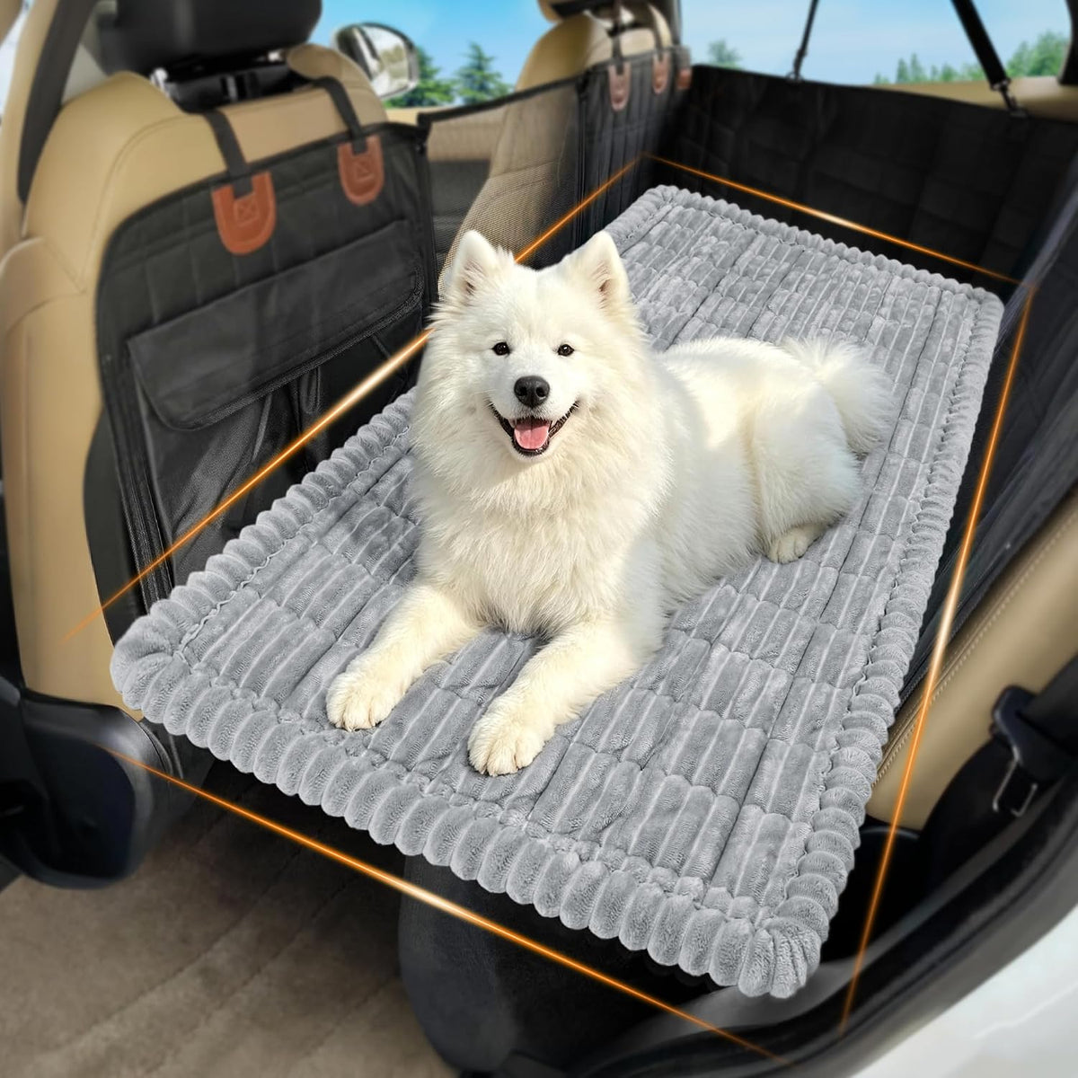 Dog Car Bed, Non-Slip Backseat Dog Bed Mat 50" L×24.6" W – Essentials for Dogs - Light Grey / Medium (50"L×24.6"W)