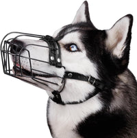 Stainless Steel Wire Basket Dog Muzzle for Husky – Essentials for Dogs - Polyvinyl Chloride (PVC) / Husky