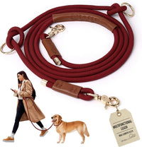 Hands Free Multifunctional Dog Leash for 1 or 2 Dogs - Winery Red