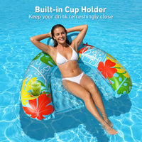 SEETOHOME 3 pack inflatable pool float chairs for adults in blue, green and pink - view 4