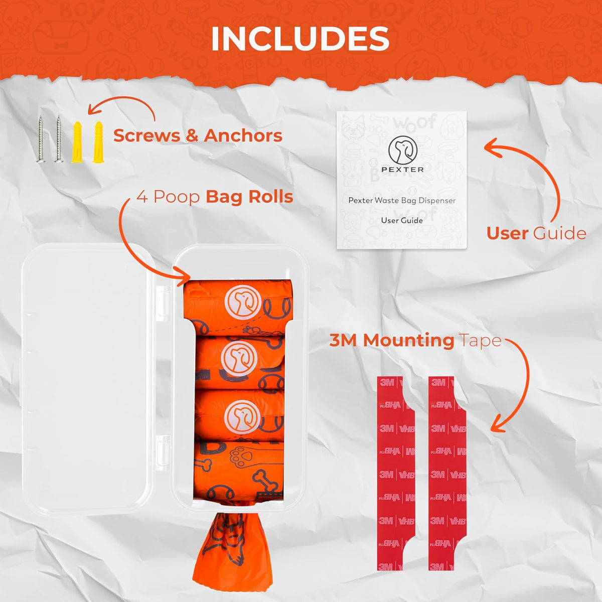 PEXTER Dog Poop Bag Dispenser - White - image 3