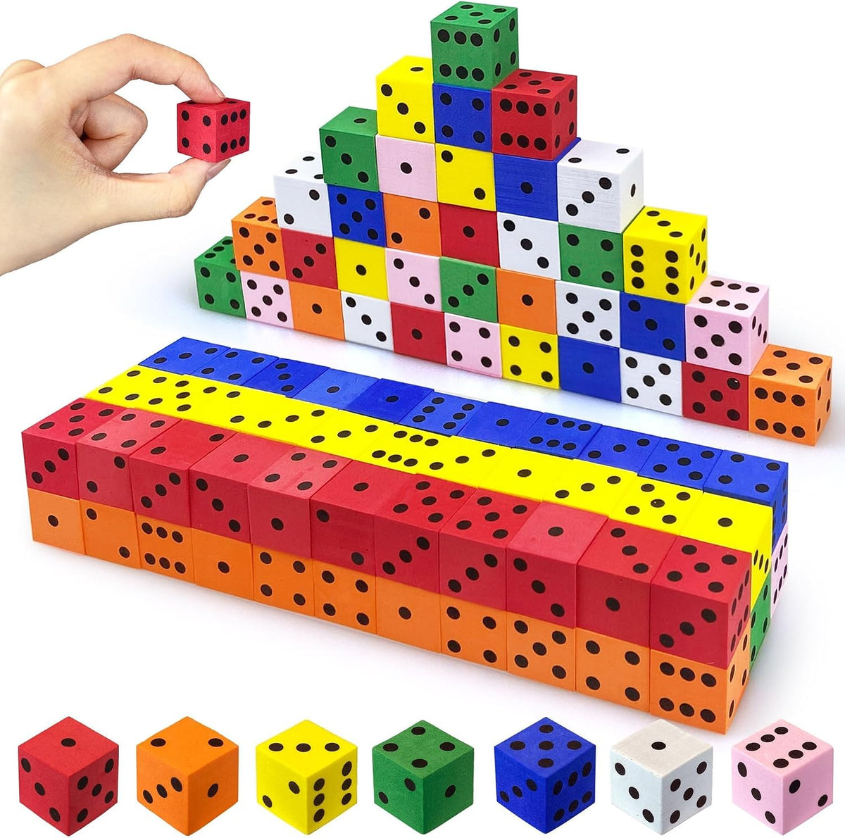 Xipegpa foam dice set of 110 small dice with number dots in 7 colors