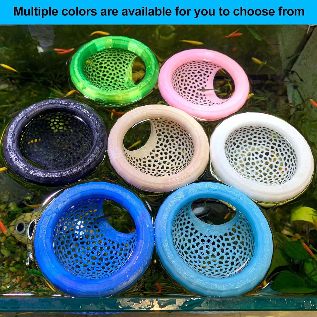 2pcs Wood Fish Feeding Ring for Aquarium，Floating Betta Hammock - Deep Blue / 1pcs big and 1pcs small floating version - image 3
