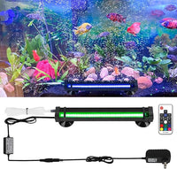 Submersible Bubble Aquarium Light：RGB Aquarium Light with Remote Control Oxygenator for Saltwater Coral Growth - 9 Inch Waterproof Fish Tank Light Designed for Aquarium Breeders