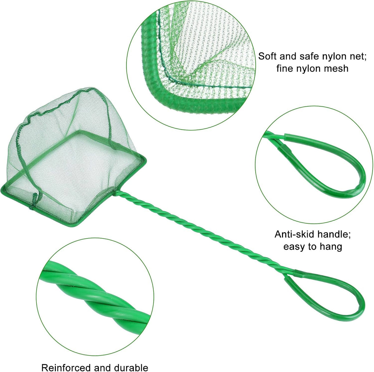Mogoko 2 Pack Aquarium Net Fish Net Small Net Multi-Size Fine Mesh - 1. Green / 5 Inch - image 3