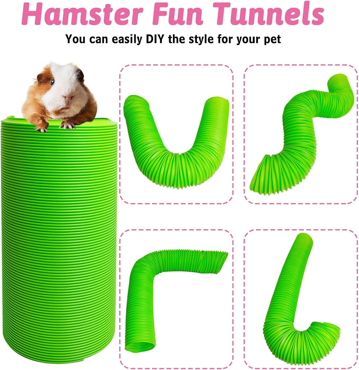 Collapsible Pet Tunnel 2 PCS Hamster Fun Tunnels – Essentials for Small Pets - Green - image 3
