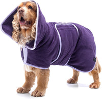Lucky Pooch Dog Robe, Luxurious Dog Bathrobe - XL / Aubergine