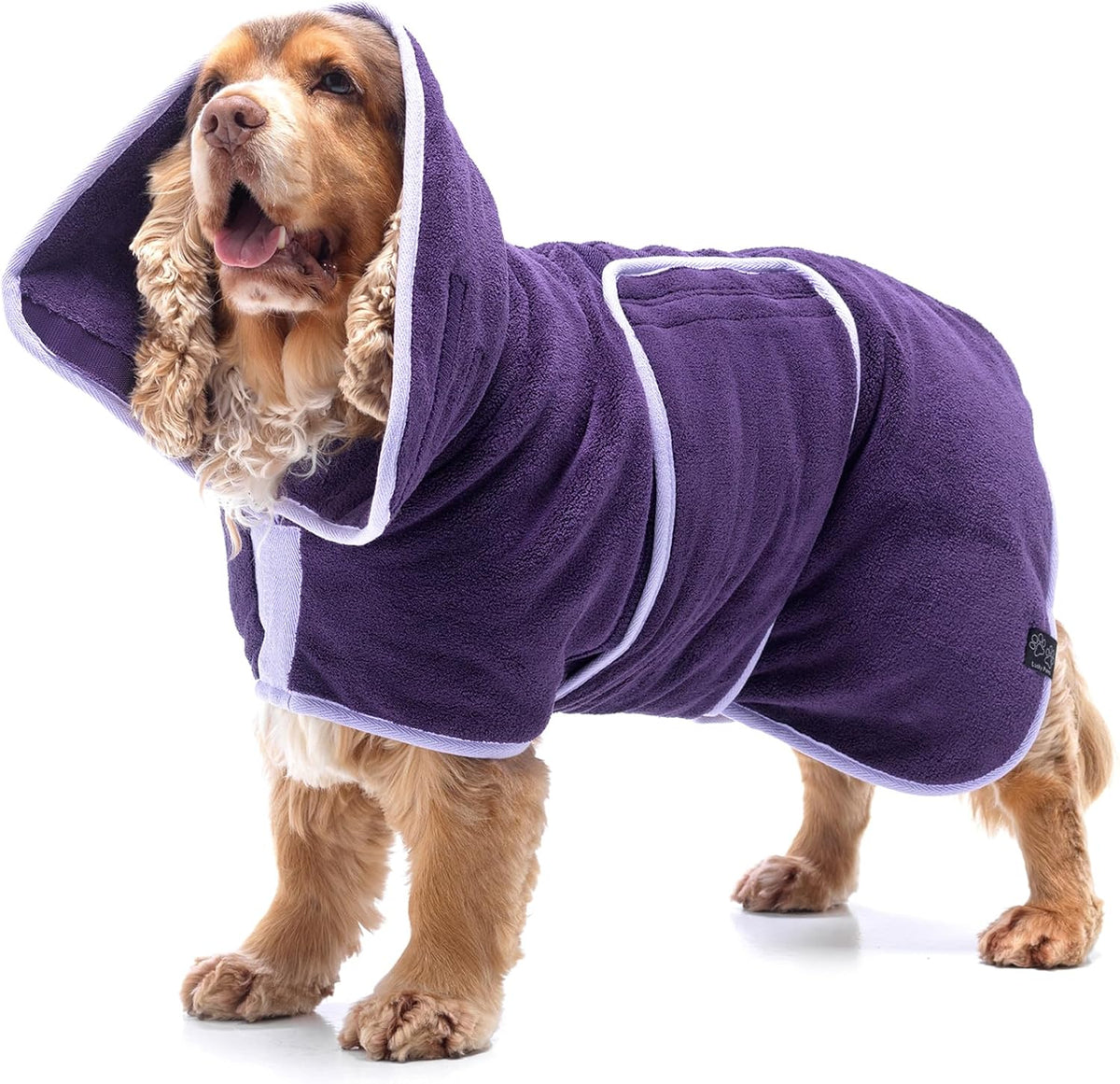 Lucky Pooch Dog Robe, Luxurious Dog Bathrobe - XL / Aubergine