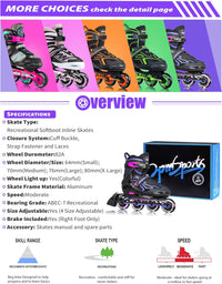 2PM SPORTS Adjustable Inline Skates for Kids, Youth and Adults - Violet & Magenta / Large - Youth (4.5-8 US) - image 3