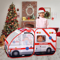 Kiddzery ambulance pop-up play tent for kids with doctor kit and mesh windows - view 2