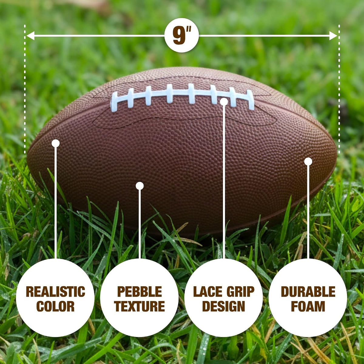 Blu Jay 9.5 inch brown foam football for kids - view 4