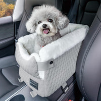 PETSFIT Center Console Dog Car Seat with Adjustable Seat-Rail Anchor - Silver Grey / Small