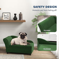 PawHut Luxury Fancy Dog Couch with Hidden Storage, Small Dog Sofa Bed with 2" Soft Foam, Modern Pet Furniture for Puppies & Little Breeds, Green