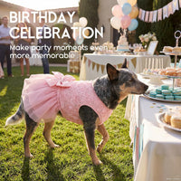 ASENKU Dog Dress Pet Wedding Dress Puppy Birthday Party Outfit - Pink / X-Large - image 3