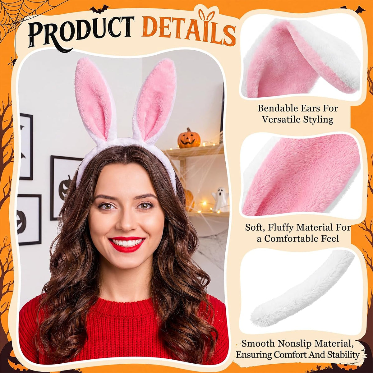 WILLBOND 3-pack plush cow ears headbands with horns for costumes - view 21
