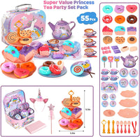 Quiet Flower 55 piece unicorn tea party set with teapot, cups, cake stand and storage box - view 2