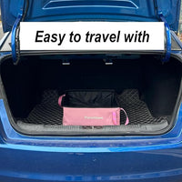 Pink Portable Cat Litter Box, Firm Waterproof Foldable for Travelling for Cats, Including Crinkle Ball, Poop Bags, Foldable Bowl and Scoop, 15.8x15.8x5.9 inches