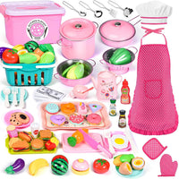 Upgraded Kids Grill Playset, Interactive BBQ Toys - Pink
