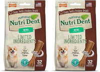 Nylabone Nutri Dent Dog Dental Chews - Natural Dog Teeth Cleaning & Breath Freshener - Dental Treats for Dogs - Filet Mignon Flavor, Mini (32 Count) (Pack of 2)