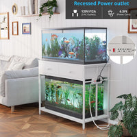 VOWNER 40 Gallon Aquarium Stand with Power Outlet & Cabinet Storage - White / 39.4" L x 18.9" W x 31.5"H - image 3