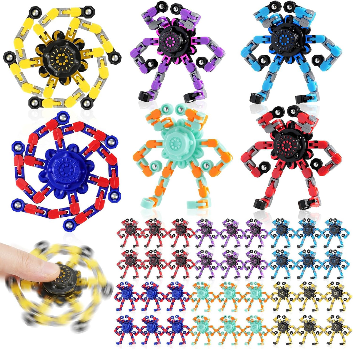 12PCS Transformable Fidget Spinners for Kids Adults - 36colors