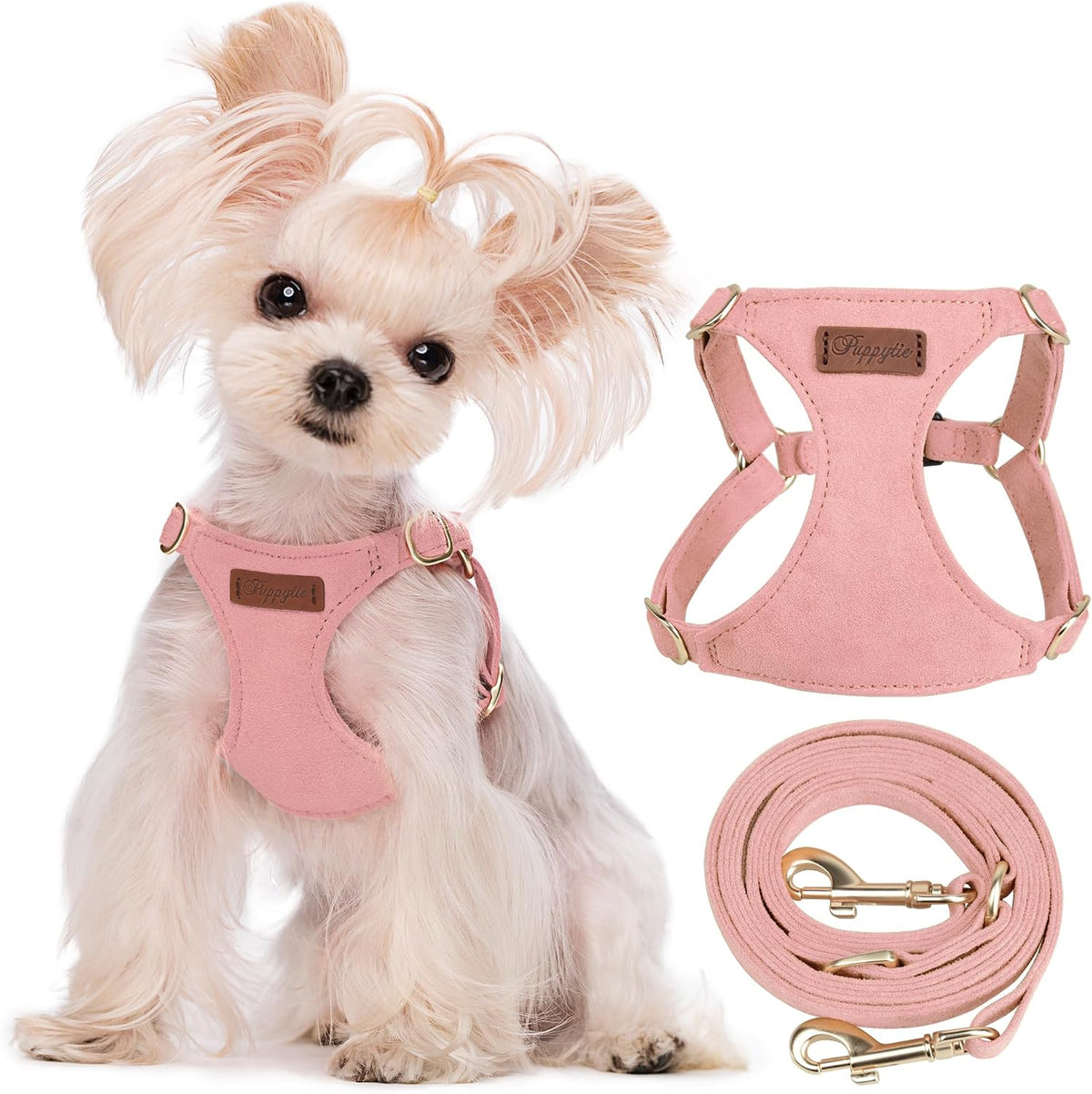 Puppytie Small Dog Harness and Leash Set, Pink, S – Essentials for Dogs - A-Pink / XS(4.5-11lb）