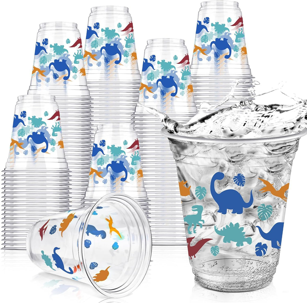 50 Pcs 12 oz Dinosaur Cups Dinosaur Birthday Decorations – Fun for Kids & Family - Multicolor / Dinosaur