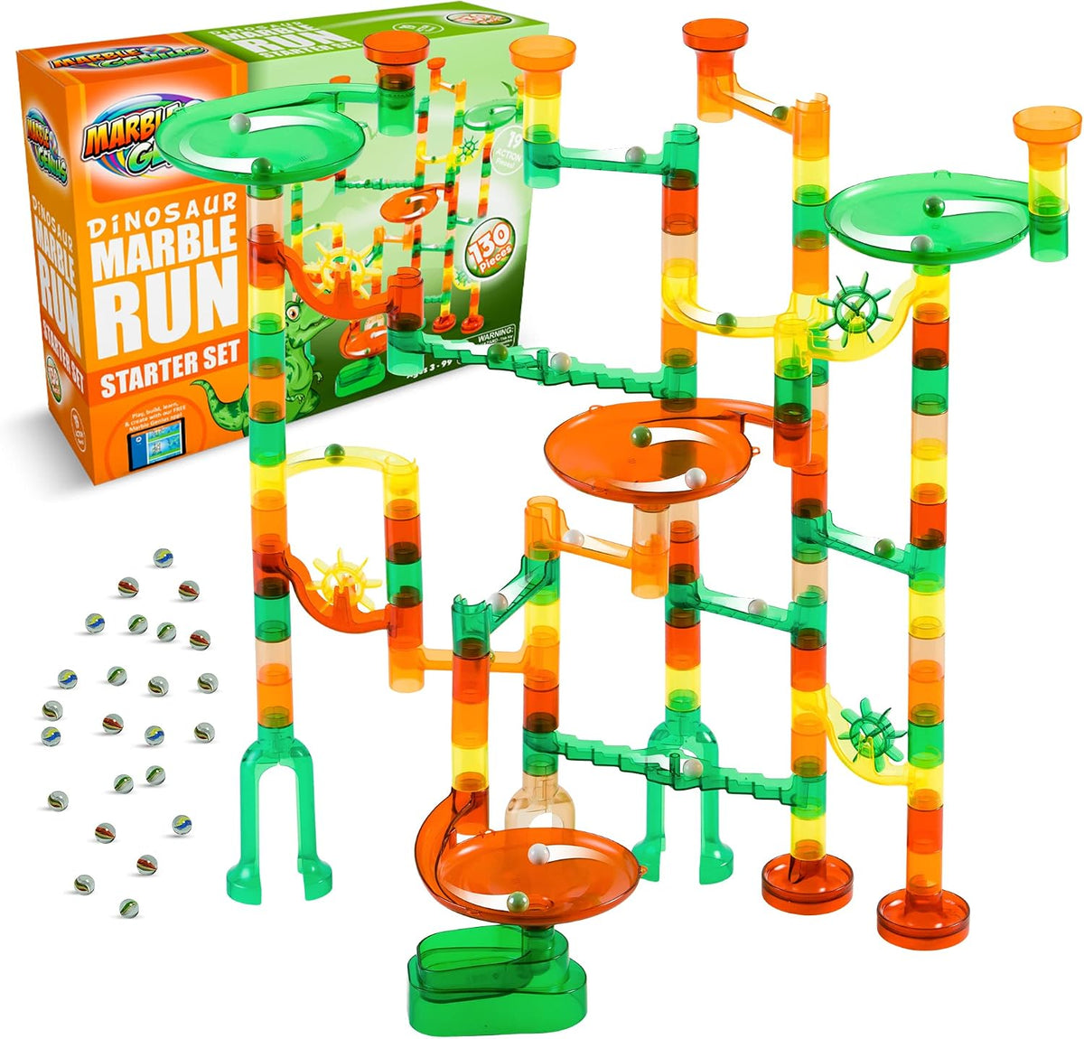 Marble Genius Marble Run Starter Set STEM Toy for Kids Ages 4-12 – Fun for Kids & Family - Dinosaur