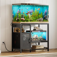 MAHANCRIS 40-50 Gallon Fish Tank Stand with Power Outlet and Storage – Essentials for Fish - Black / 40-50 Gallon