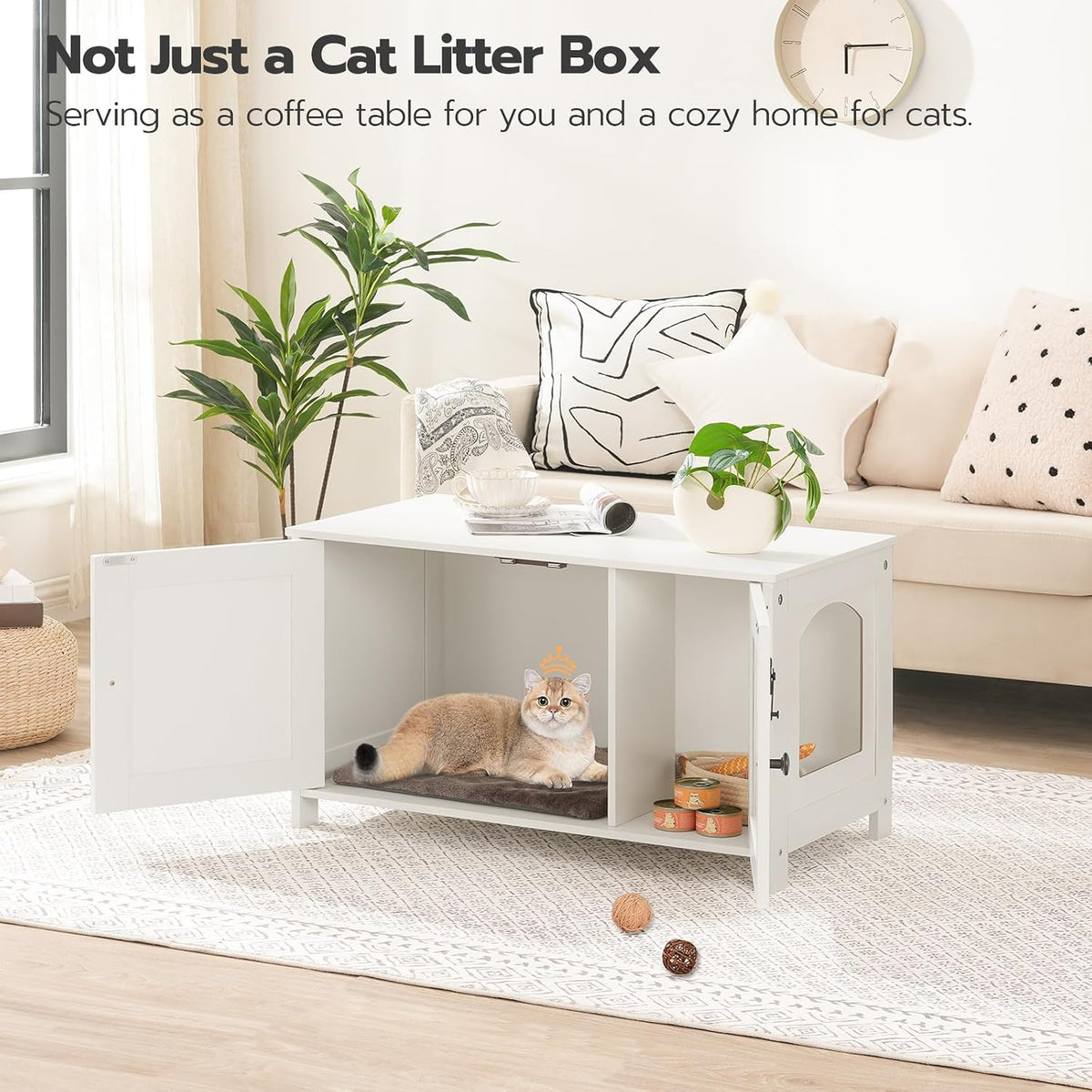 HOOBRO Litter Box Enclosure - White / 31" L x 17.5" W x 19.7" H - image 3