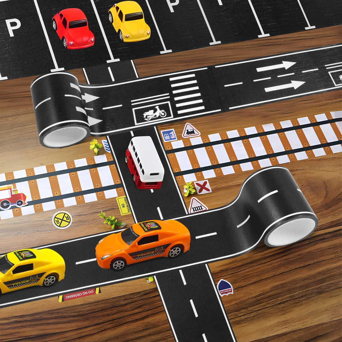 Quadafy road tape for kids, 3 rolls of 2 inch race track and roadway tape - view 7