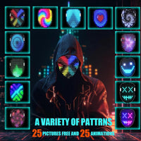 JDBMAOYE LED Light Up Mask with Gesture Sensing - 50 Patterns By Gesture Sensing - image 3