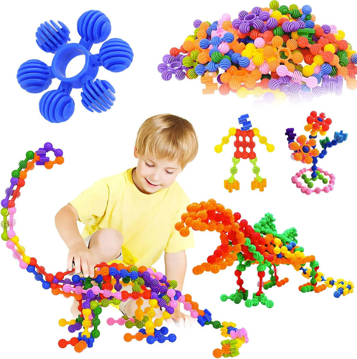 TOMYOU 120 piece interlocking building blocks set with colorful star shaped pieces