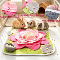 Rabbit Foraging Mat Snuffle Mat for Small Animals Bunny Puzzle Toys - Pink - image 2