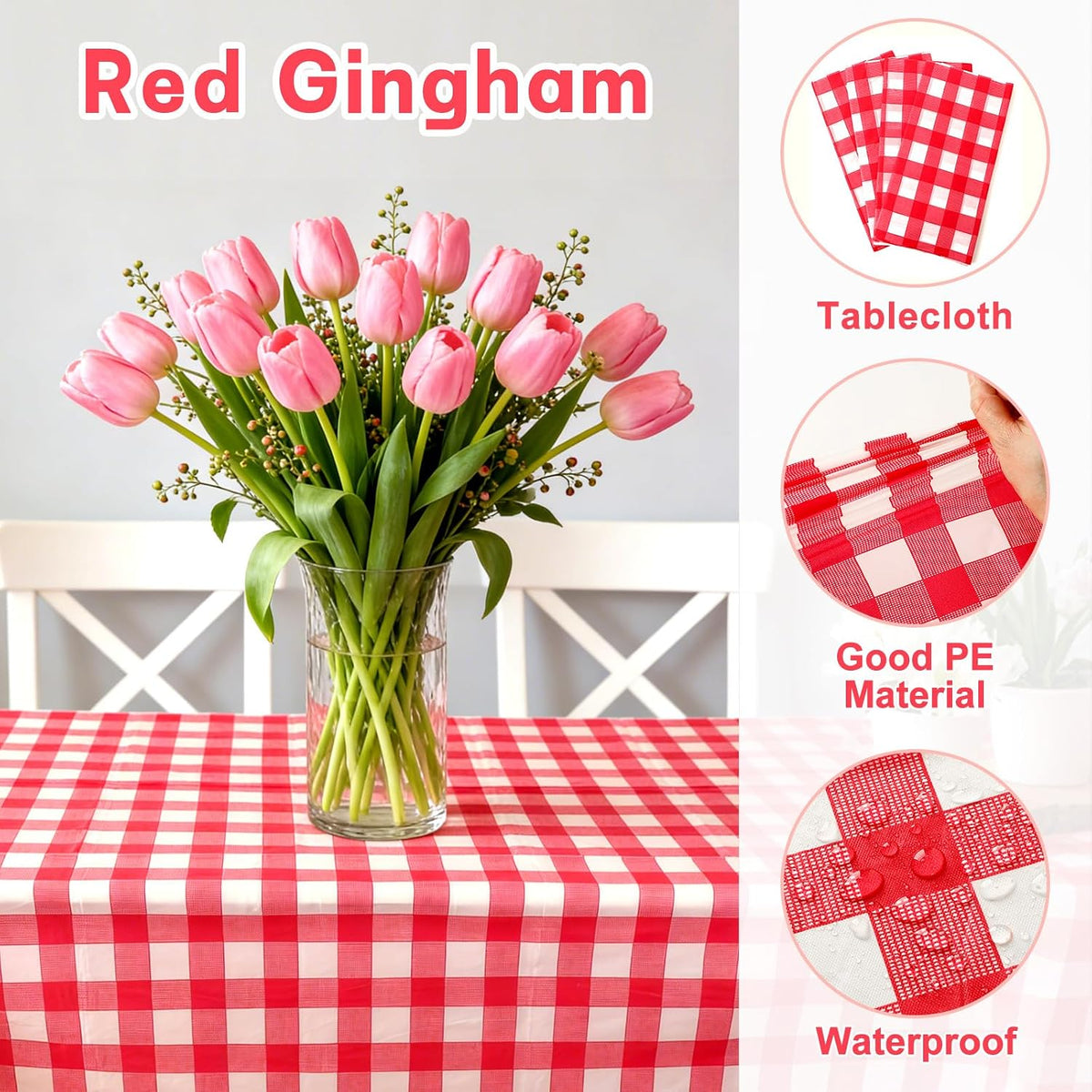 NOVWANG kids party tablecloth 4-pack in red, yellow, cloud and cow print - view 33