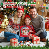Rifamee 72 piece shimmery round Christmas floor puzzle with Santa delivering gifts - view 9