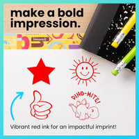 ExcelMark Round Teacher Stamp, RED Ink - HAPPY STAR - image 4