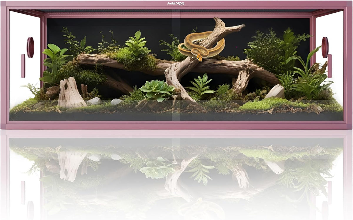 120 Gallon Reptile Tank, Stackable 4x2x2 Reptile Enclosure – Essentials for Reptiles And Amphibians - Bloom Pink / 85 Gallon