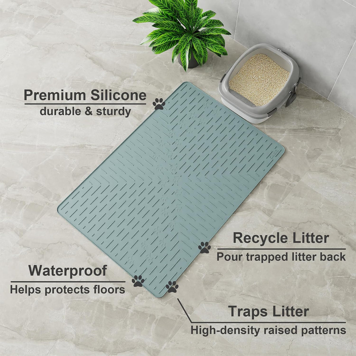 OHMO Large Cat Litter Mat - Light Blue / XXL (37.5x25.2") - image 2