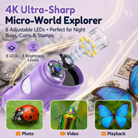 Kids Microscope, 4K 1000X Zoom, 2.4" Screen - Lavendel - image 3