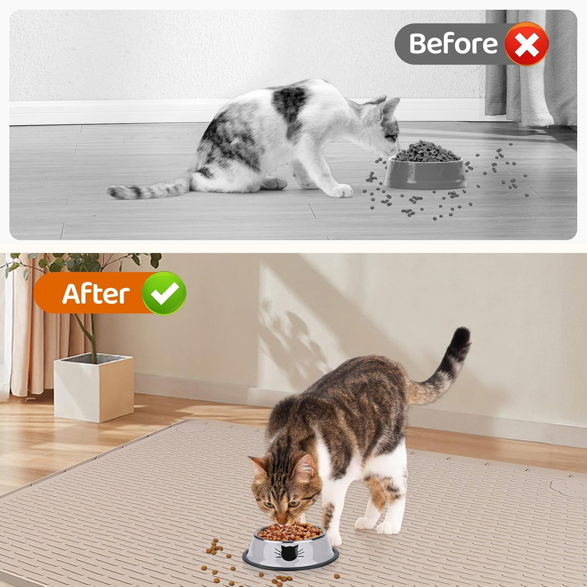 Cat Food Mat Extra Large Silicone Pet Bowl Mat 40''x28'' - Khaki / 40"L x 40"W - image 4