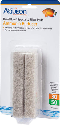 Aqueon QuietFlow LED PRO Ammonia Reducer 4 Count Filter Pads - For Model 30 and 50 / Ammonia
