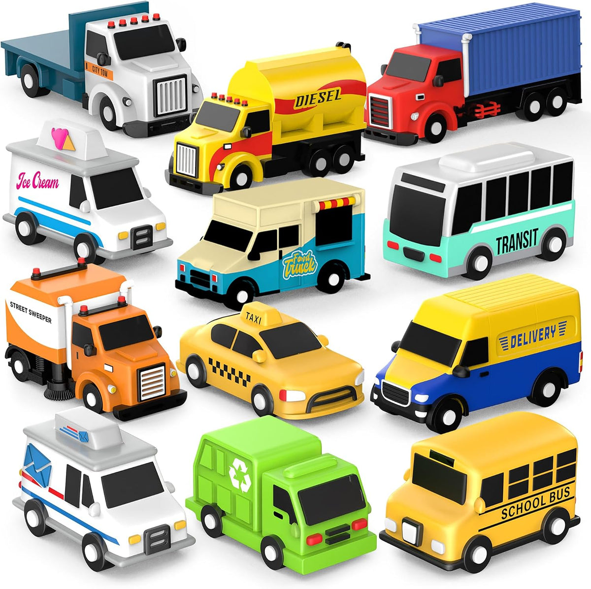 Tub Works Vehicles Bath Cars Mold Free Bath Toys, Sealed - City Cars - 12pk