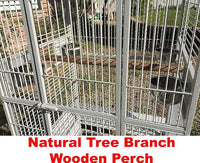 Extra Large Castle PlayTop Parrot Rolling Cage for Large Macaws Cockatoos African Grey Amazon (32" L x 23" W x 66" H WhiteVein)