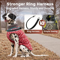 Fleece Dog Jacket for Small Dogs, Puppy Coat with Harness - Snow Pattern / X-Large - image 3