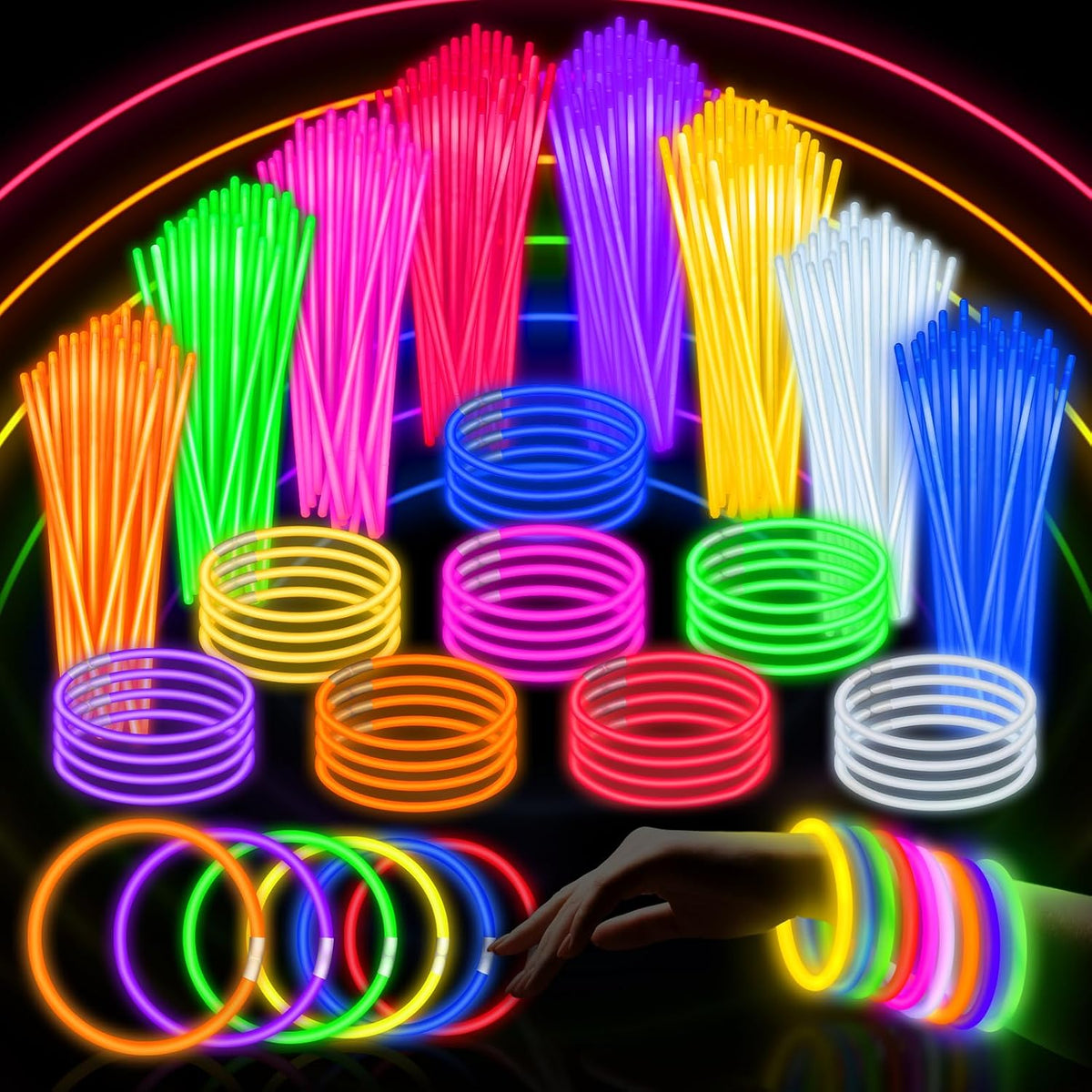 SpringFlower 100 PCS Glow Sticks Bulk Party Favors - 500 Pack