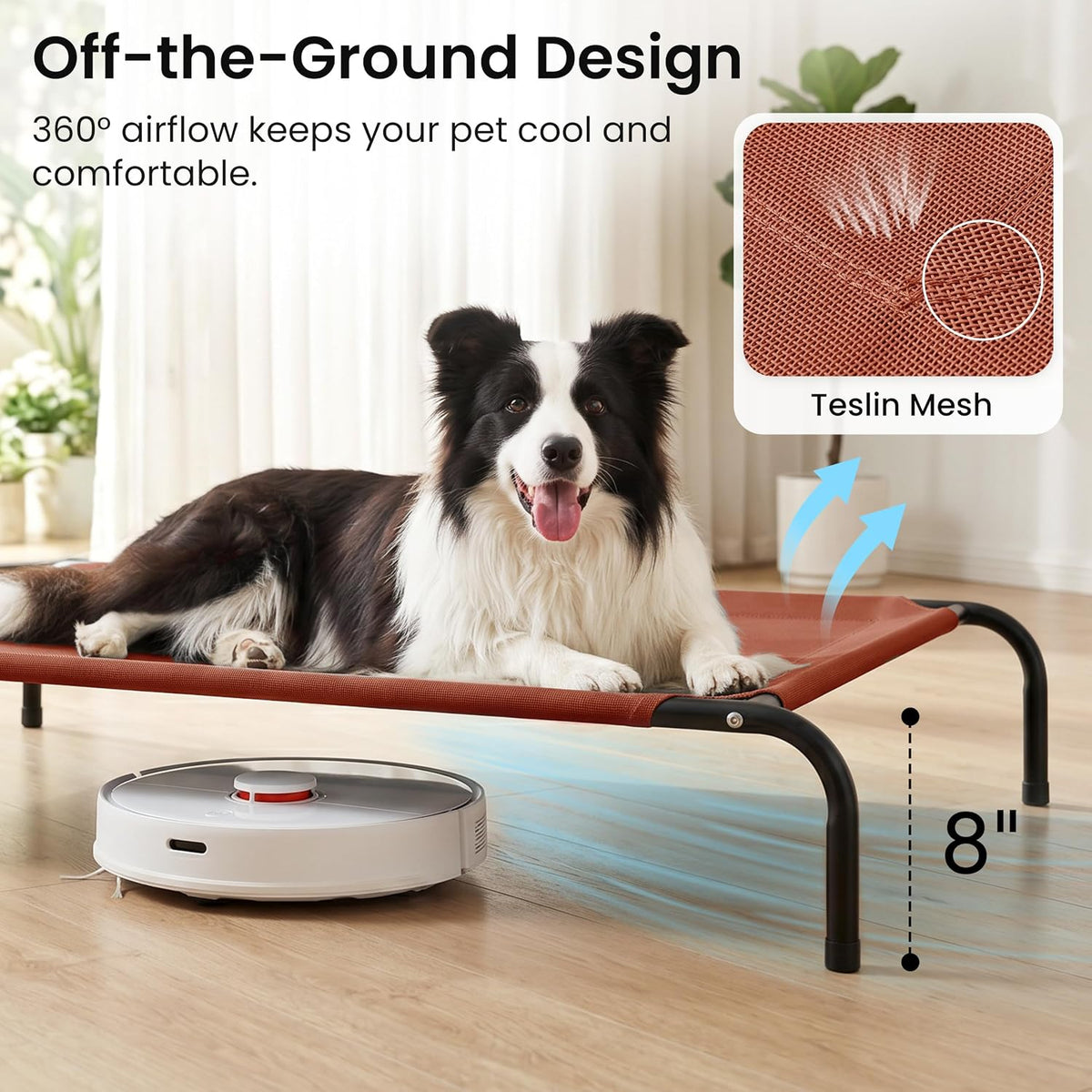 Love's cabin Elevated Cooling Dog Bed for Large Dogs - Terracotta / 48" X 35.5" X 8" - image 2