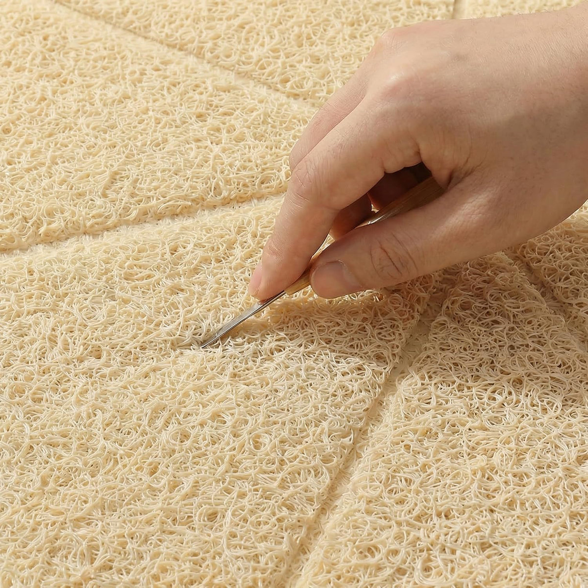 Cat Litter Box Mat, Kitty Premium PVC Pad, Durable Trapping Rug - #05 Beige / Mosaic/23 x 16 Inch - image 4